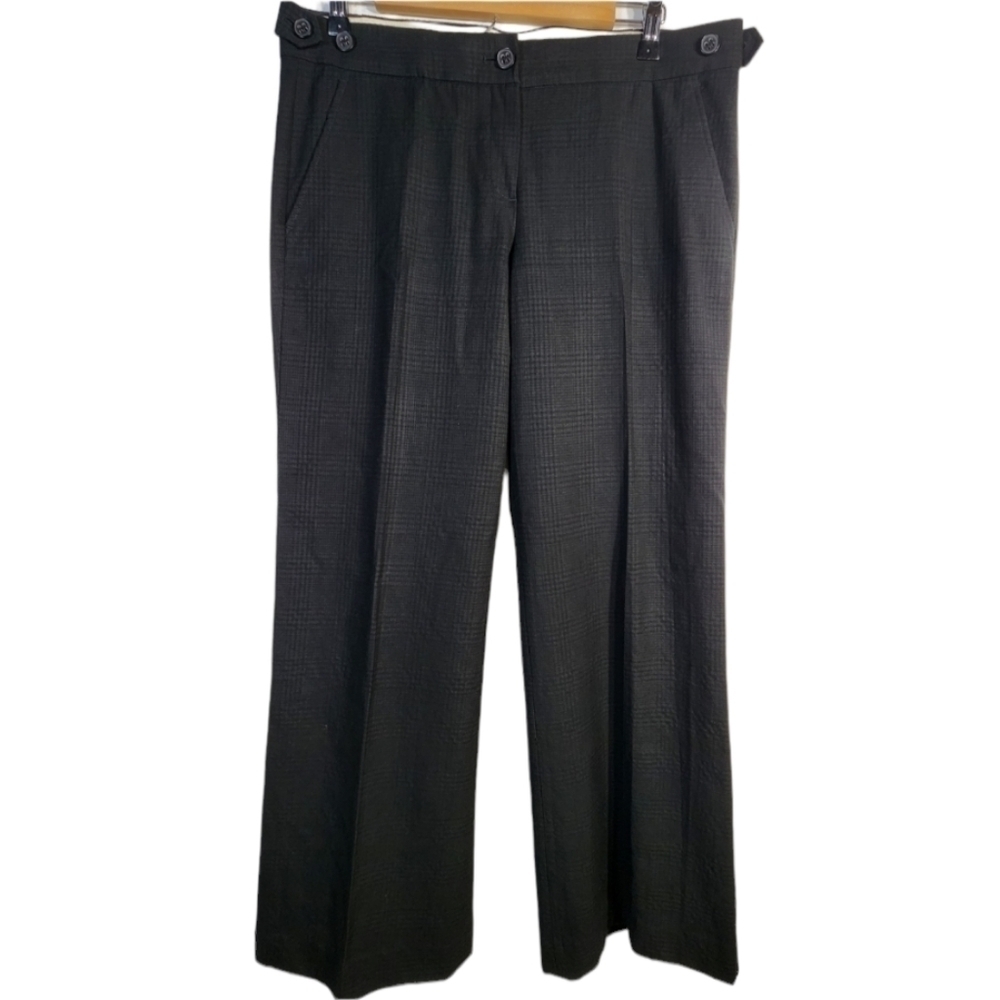Theory Elkers Plaid Pant Wool Blend Wide Leg, Size 10